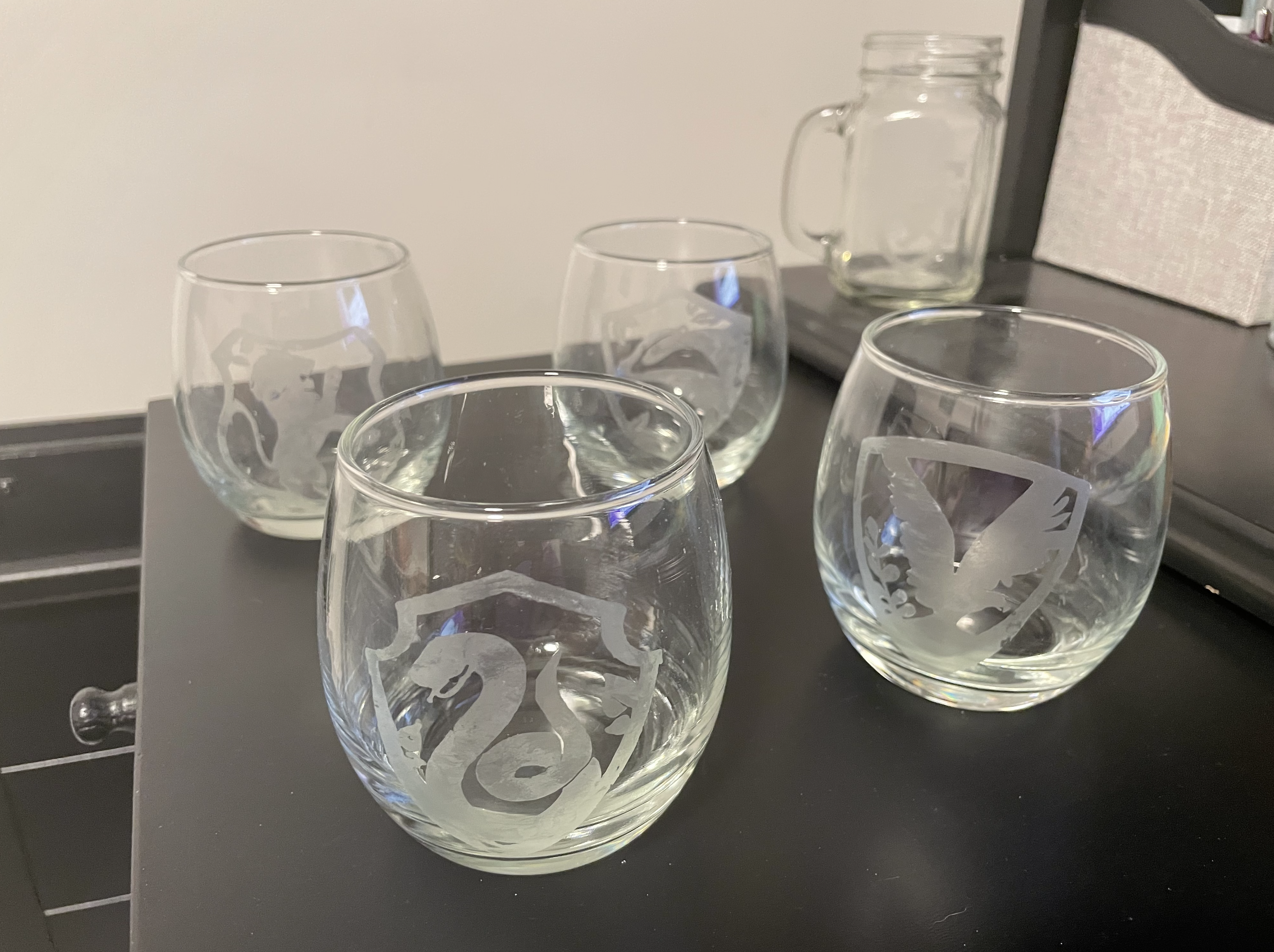 Custom etched glassware